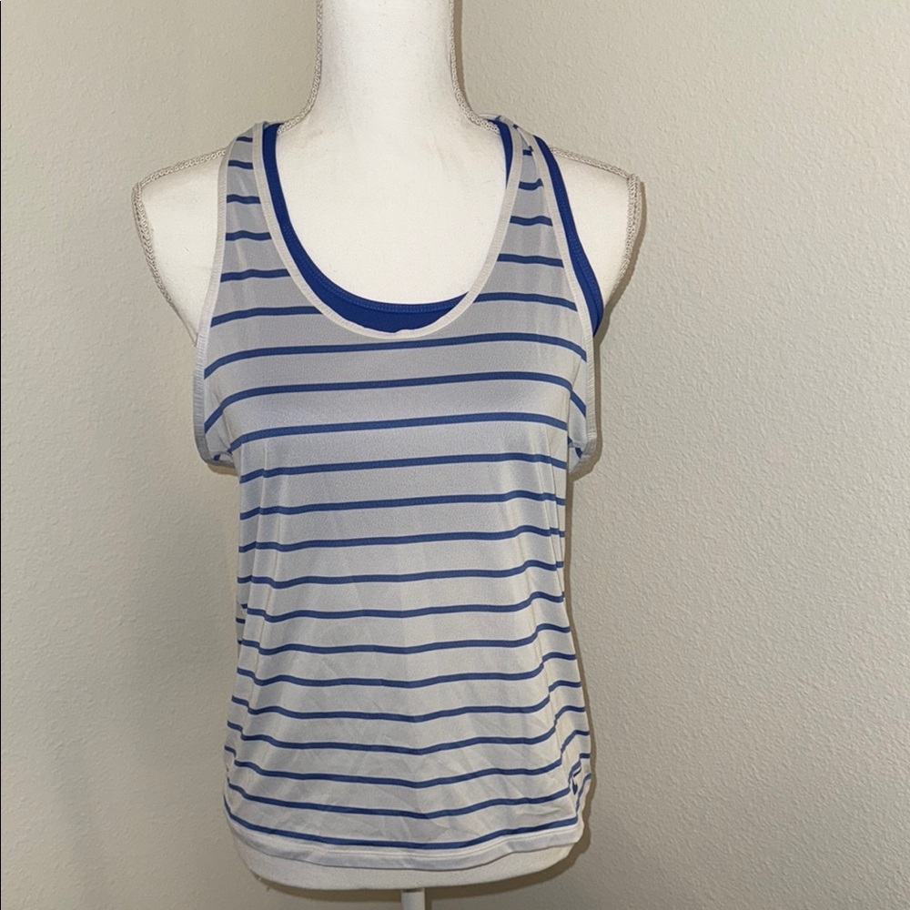 Nike Blue and White Fitted Sleeveless Tank Top